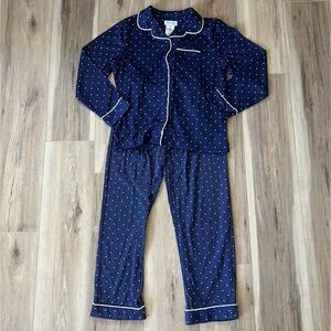 Girls Blue White Polka Dots Long Sleeve PJs Child Pajama Pants 12 by Pajamagram